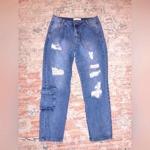 KanCan Cargo Distressed pleated Jeans Size 9